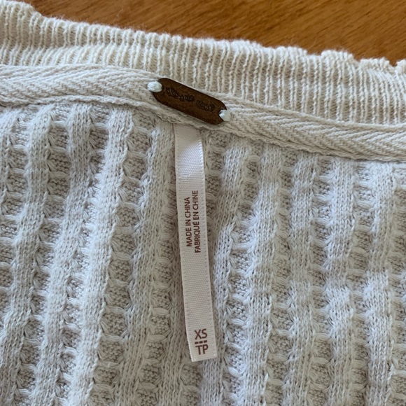 Free People Thermal Long Sleeve Granny Square Crochet Cuffs Top Size XS - Picture 5 of 16